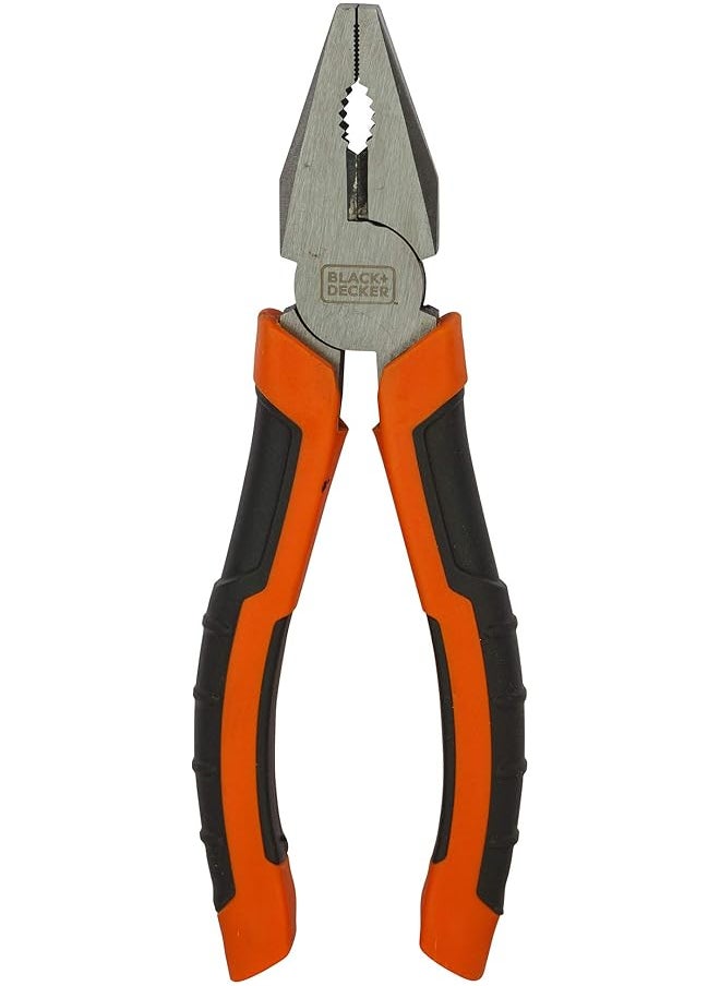 BLACK+DECKER 160Mm Steel Combination Pliers With Bimaterial Handle Orange Black Bdht81587 2 Years Warranty  - Image 1