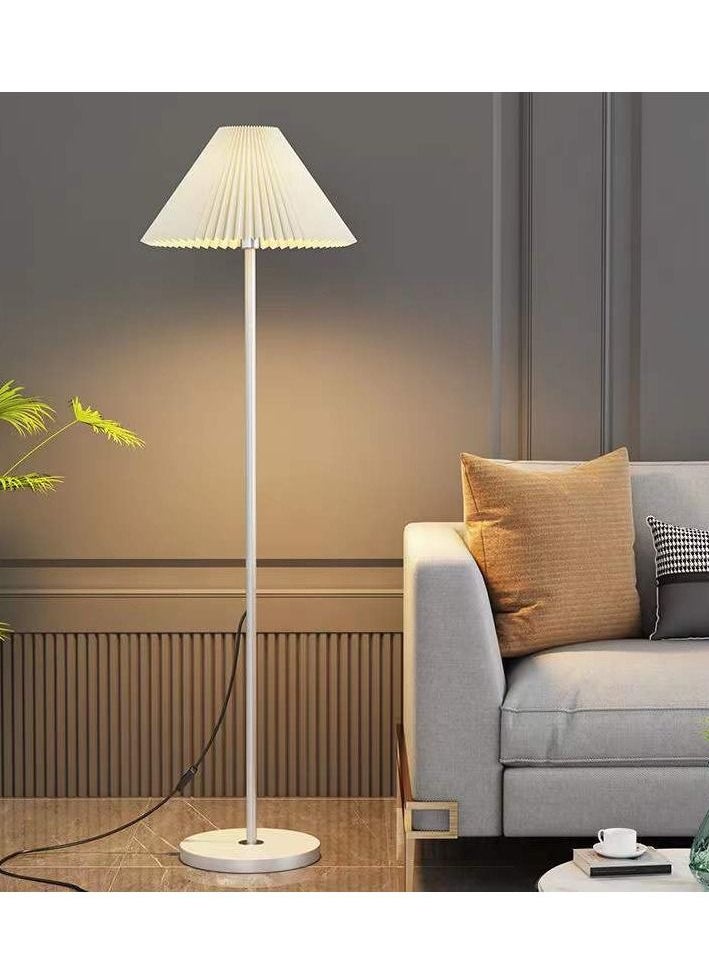 XiuWoo Modern Pleated Aesthetic Floor Lamp, Living Room Pole Lighting, 3 Colors Brightness Work Lamp Modern Tall Standing Hanging Light for Living Room Bedroom Reading White  - Image 4