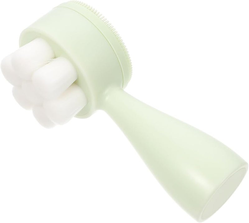 Double Sided Manual Facial Cleansing Brush Plum Blossom Head For Deep Pore Exfoliation Green - Image 1