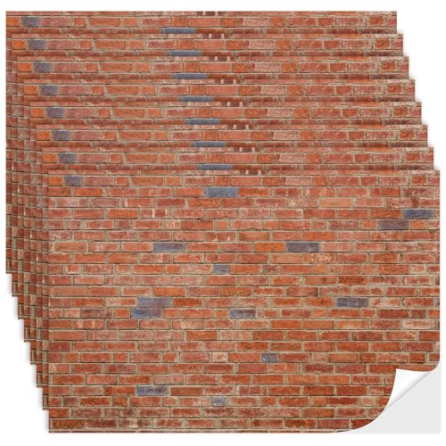 Flutesan 24 Pcs Miniature Dollhouse Wallpaper and Flooring Peel and Stick Mini DIY Self Adhesive Dollhouse Accessories 827 x 1169 Inch Red Clinker - Image 1