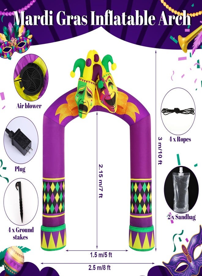 Capoda 10ft Mardi Gras Inflatables Arch Mardi Gras Inflatable Decorations Blow Up Jester Mask Built in LED Lights for Halloween Carnival Theme Party Yard Garden Outdoor Supplies - Image 2