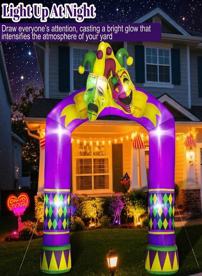 Capoda 10ft Mardi Gras Inflatables Arch Mardi Gras Inflatable Decorations Blow Up Jester Mask Built in LED Lights for Halloween Carnival Theme Party Yard Garden Outdoor Supplies - Image 5