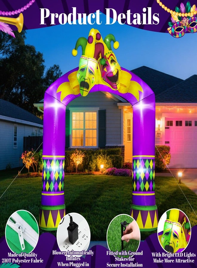 Capoda 10ft Mardi Gras Inflatables Arch Mardi Gras Inflatable Decorations Blow Up Jester Mask Built in LED Lights for Halloween Carnival Theme Party Yard Garden Outdoor Supplies - Image 4
