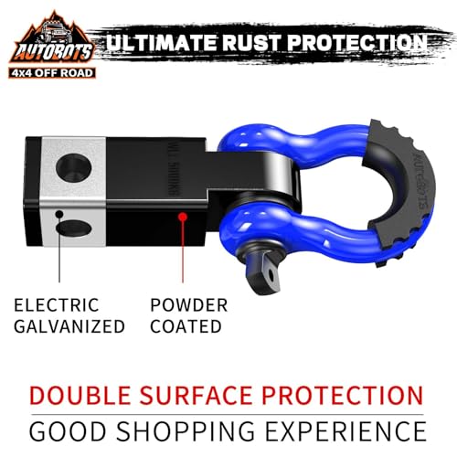 AUTOBOTS Tow Hitch Receiver 2", 45,000 Lbs Break Strength Shackle Hitch Receiver with 5/8" Screw Pin, 3/4 Shackle, Towing Accessories for Vehicle Trailer Recovery Off-Road Blue&Black - Image 3