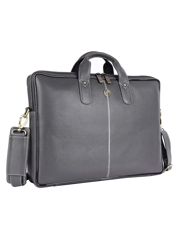 HAMMONDS FLYCATCHER Leather Office Bag for Men - Laptop Bag for Men - Padded Laptop Compartment - Fits 14 Inch Laptop - Adjustable Strap | LB105_GRY | YKWP