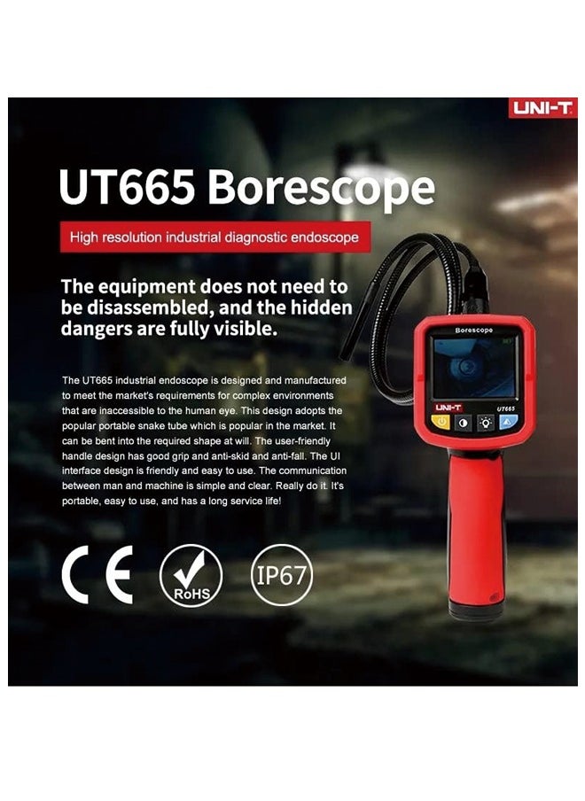 UNI-T - UNI-T UT665 Borescope, 640 × 480 Pixels, 2.4" LCD - Image 1