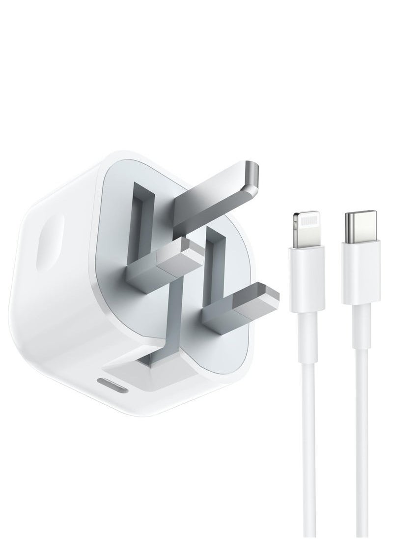 Generic - 20W Fast Charger for iPhone | USB C Fast Wall Charger with USB C to Lightning Cable, Compatible with iPhone 14/14 Pro/14 Pro Max/13/12/SE2020/11/XR/XS Max/X/iPad - Image 1