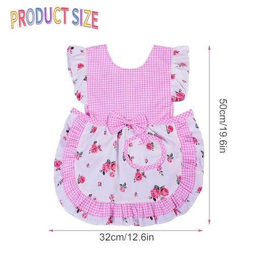 Love Potato Kids Aprons for Girls - Cute Gingham Toddler Girl's Apron for Ages 1-3 Years (Pink) - Image 5