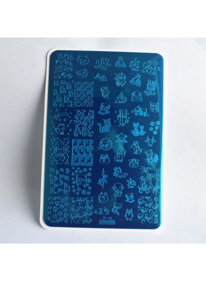 Mezerdoo 2pcs Floral Animal Unicorn Series Nail Stamping Template - Plants, Cute Cat Panda Fox Manicure Nail Art Image Plate - Flowers, Print Stencil - Image 2