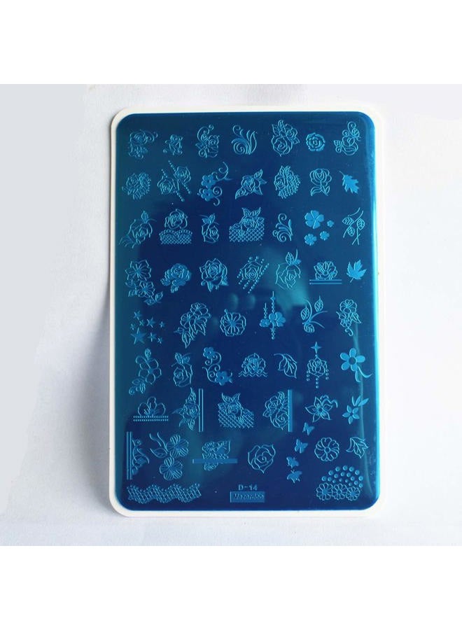 Mezerdoo 2pcs Floral Animal Unicorn Series Nail Stamping Template - Plants, Cute Cat Panda Fox Manicure Nail Art Image Plate - Flowers, Print Stencil - Image 4