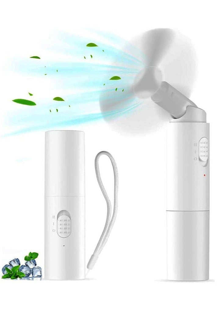 يواوليتي مروحة يدوية، مروحة صغيرة، مروحة محمولة قابلة لإعادة الشحن، مروحة قابلة للطي مناسبة للسفر والمكتب والأنشطة الخارجية (لون أبيض) - Image 1