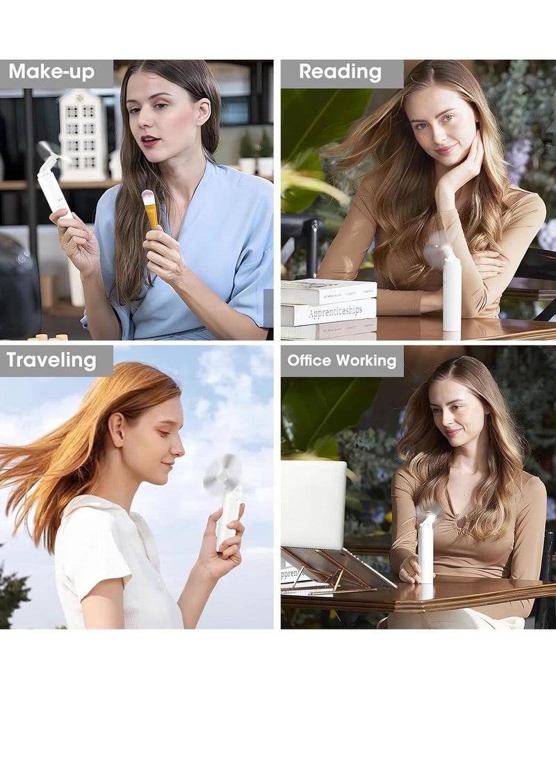 يواوليتي مروحة يدوية، مروحة صغيرة، مروحة محمولة قابلة لإعادة الشحن، مروحة قابلة للطي مناسبة للسفر والمكتب والأنشطة الخارجية (لون أبيض) - Image 2