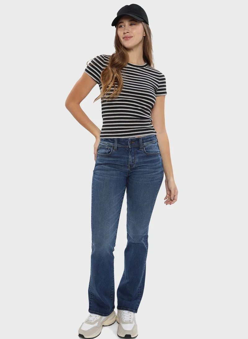 American Eagle Faded Low Rise Flared Jeans