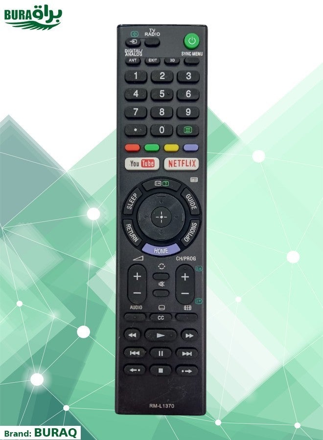 BURAQ Sony Smart TV Remote - RMT-TX300P Universal Replacement Remote Control Compatible For Sony Smart LCD LED OLED TVs with YouTube & Netflix Smart Short Keys 