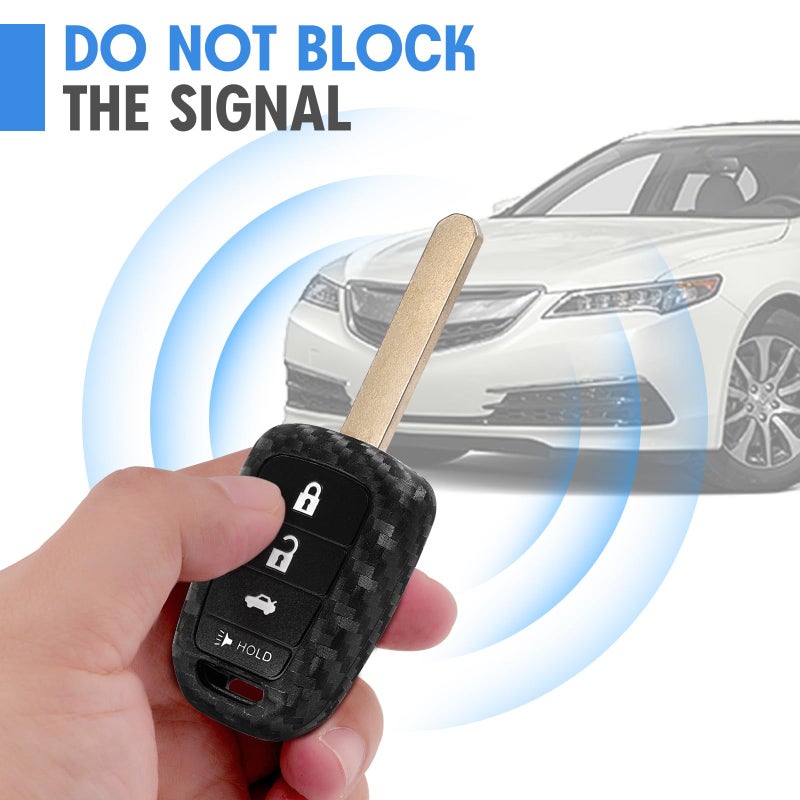 WORCAS Carbon Fiber Key Fob Case Silicone Cover - Compatible with Honda Accord, Civic, CR-V, CR-V LX, SE, Crosstour, Fit, HR-V - 4 Button Keyless Entry Remote - Image 5