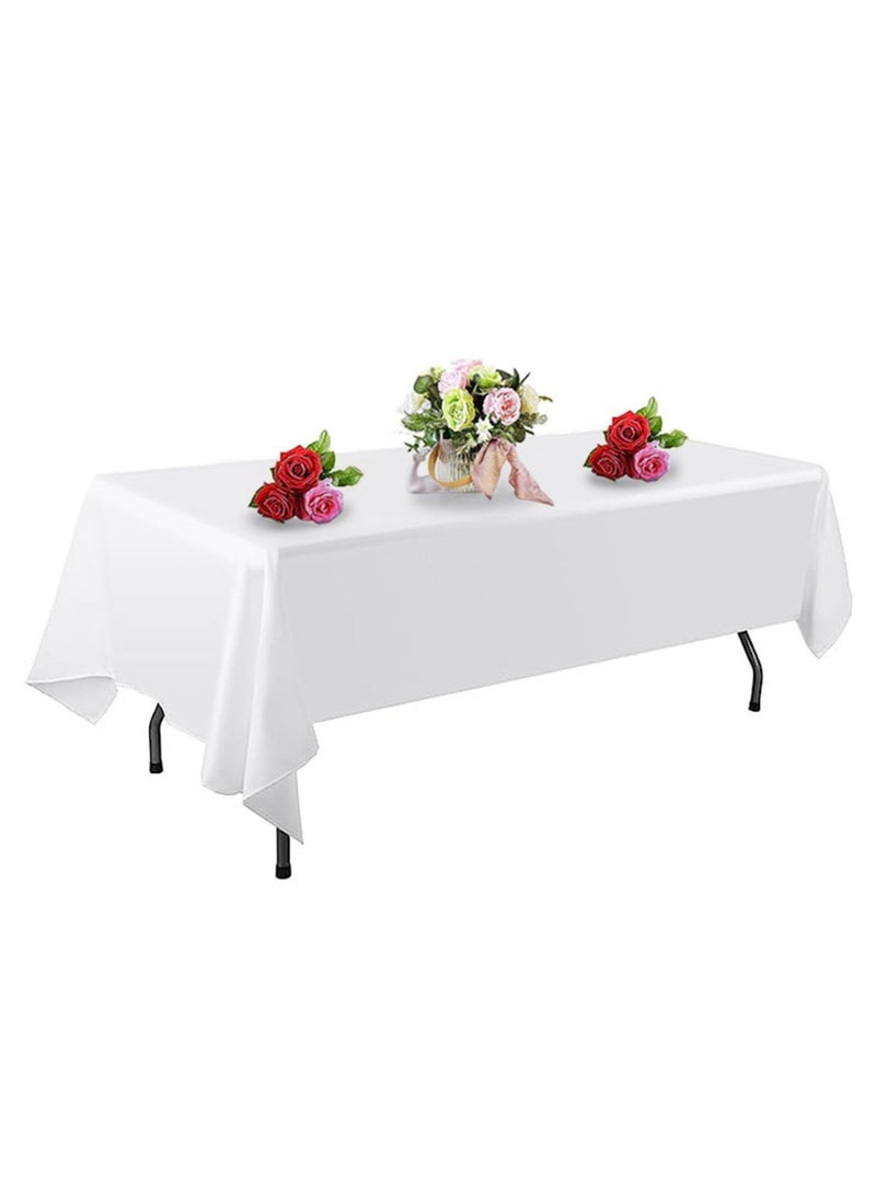 AVACraft White Table Cloth for Rectangle Table, 60 x 84 Inch Tablecloths for 72 Inch Rectangle Tables. Stain and Winkle Resistant Polyester Washable White Table Cloths for Parties Wedding Dining - Image 1