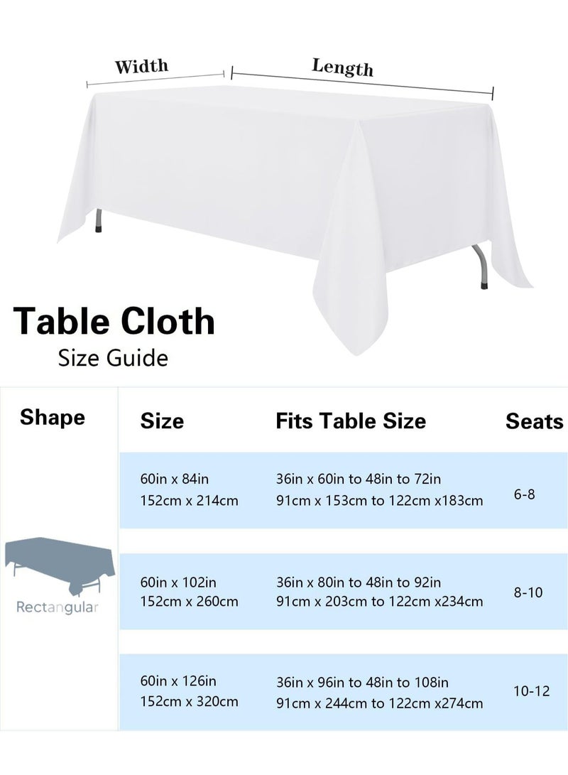 AVACraft White Table Cloth for Rectangle Table, 60 x 84 Inch Tablecloths for 72 Inch Rectangle Tables. Stain and Winkle Resistant Polyester Washable White Table Cloths for Parties Wedding Dining - Image 3