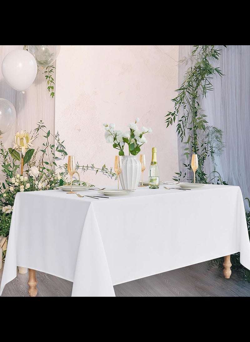 AVACraft White Table Cloth for Rectangle Table, 60 x 84 Inch Tablecloths for 72 Inch Rectangle Tables. Stain and Winkle Resistant Polyester Washable White Table Cloths for Parties Wedding Dining - Image 5