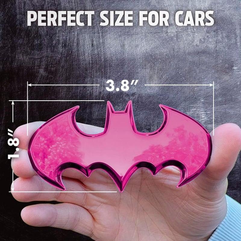 Fan Emblems Batman 3D Car Badge - 1989 Batwing Logo (Pink Chrome: 95 x 46 x 5 mm) - Image 2
