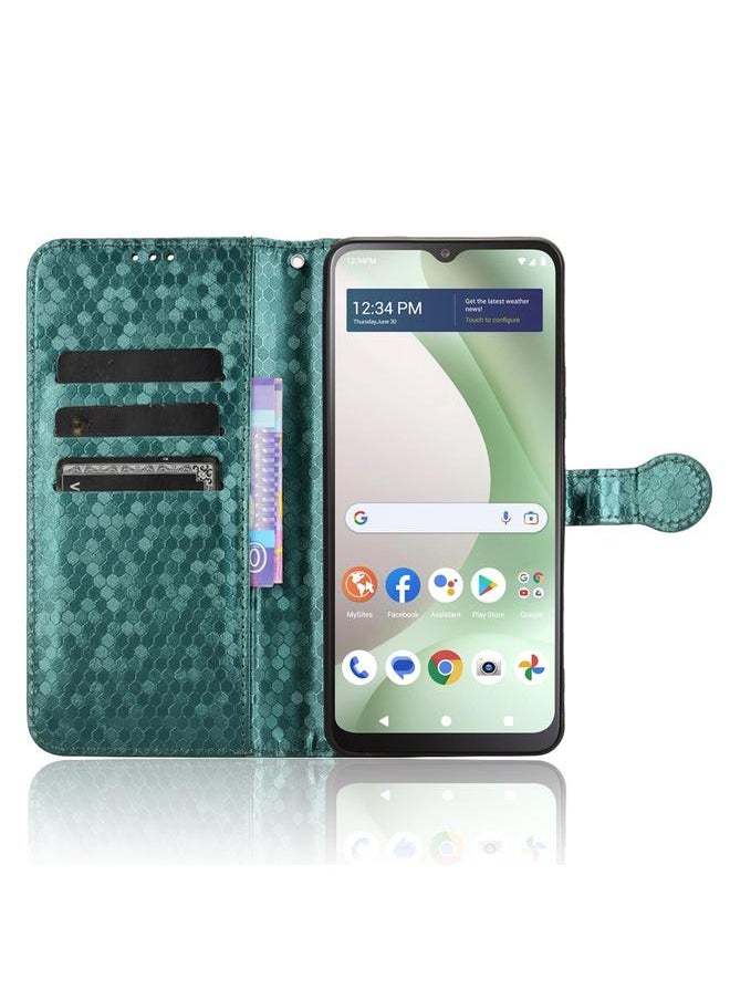 Green Tiger Case For BLU View 5 Honeycomb Dot Texture Leather Phone Case  - Image 4