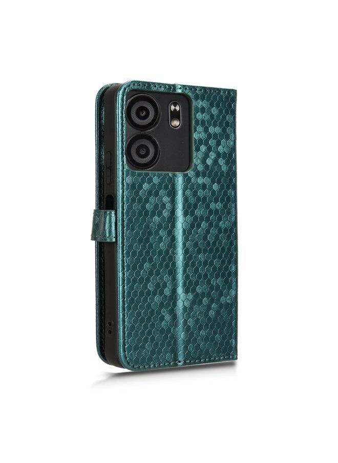 Green Tiger Case For BLU View 5 Honeycomb Dot Texture Leather Phone Case  - Image 3