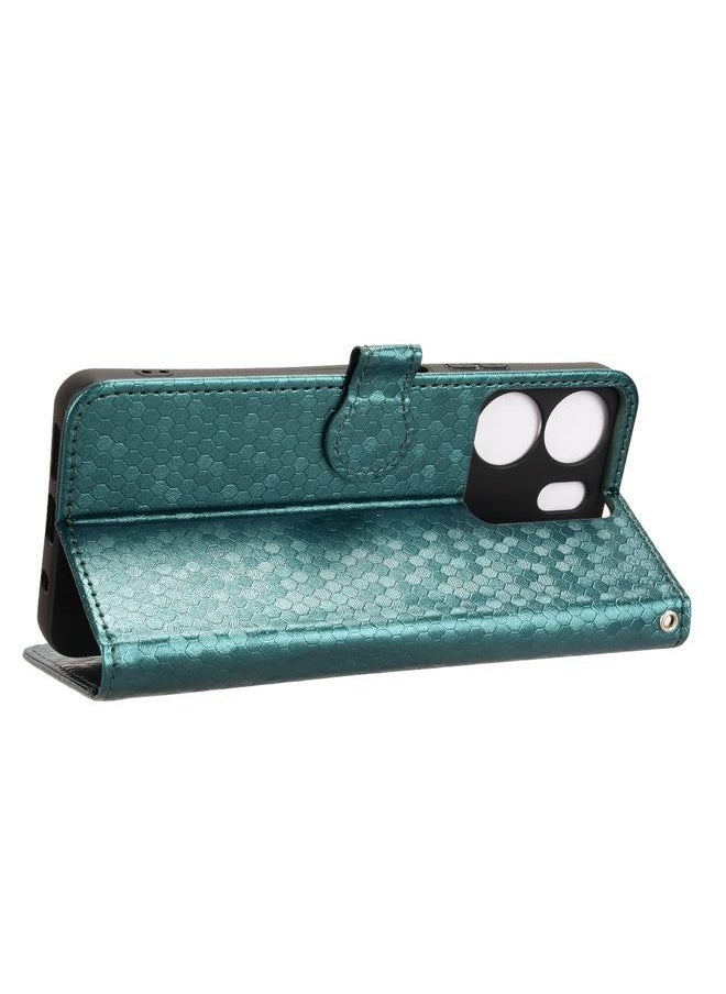 Green Tiger Case For BLU View 5 Honeycomb Dot Texture Leather Phone Case  - Image 5