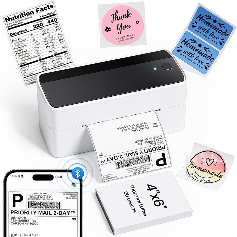 Bluetooth Thermal Label Printer for Shipping Label - Wireless Shipping Label Printer Compatible with iOSAndroidPADPC, Widely Used for Amazon, Ebay, Shopify, TikTok, Etsy, USPS, FedEx, DHL - Image 1