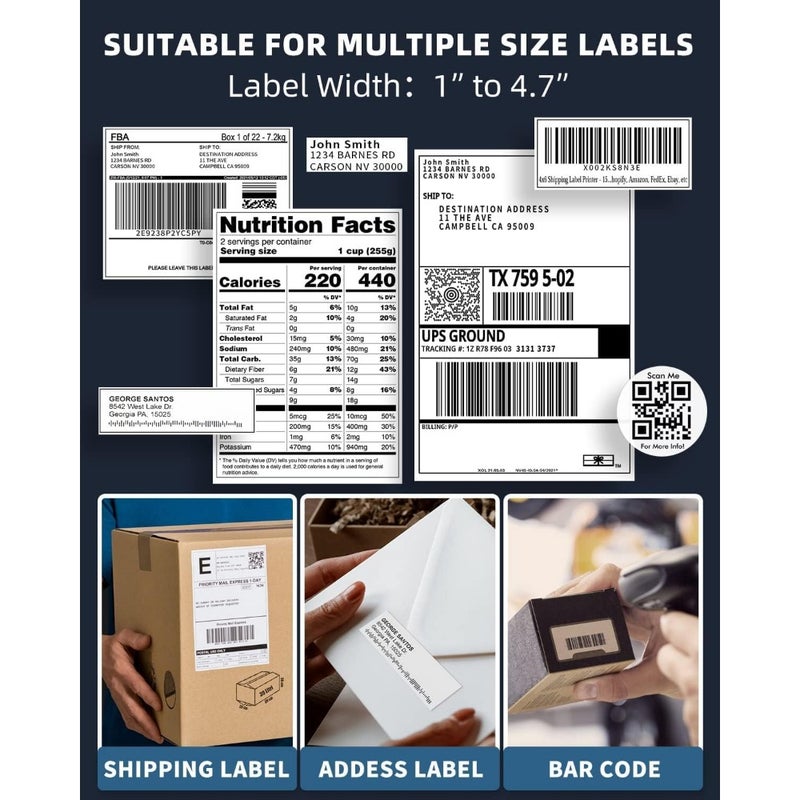 Bluetooth Thermal Label Printer for Shipping Label - Wireless Shipping Label Printer Compatible with iOSAndroidPADPC, Widely Used for Amazon, Ebay, Shopify, TikTok, Etsy, USPS, FedEx, DHL - Image 5