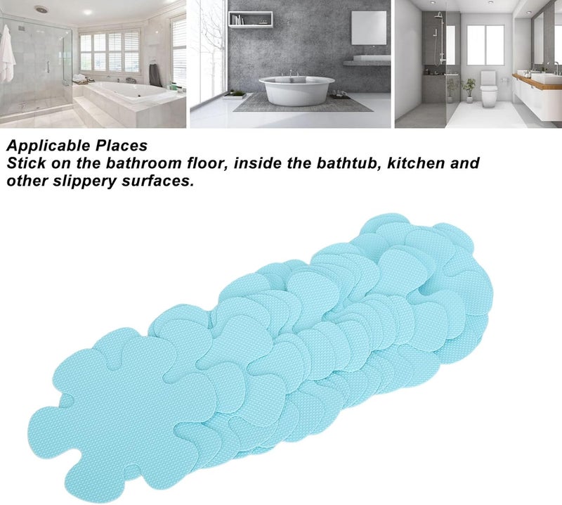 klarako 20pcs 10cm Non Slip Bathtub Stickers,Bathroom Tubs Showers Treads Adhesive Decals Scraper,Flower Shaped Safety Bathroom Tubs Showers Treads Adhesive Decals with Scraper (Blue - Image 5