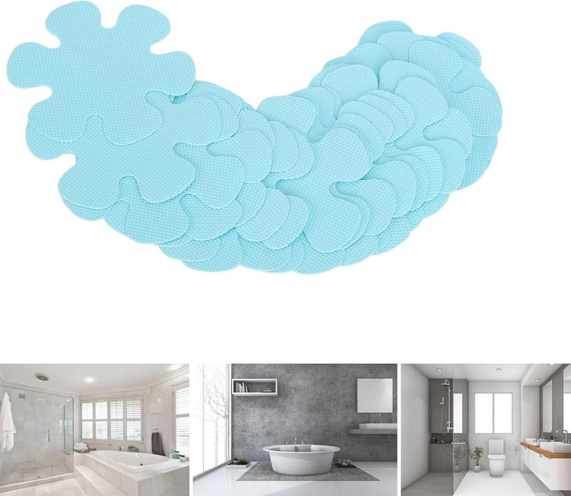 klarako 20pcs 10cm Non Slip Bathtub Stickers,Bathroom Tubs Showers Treads Adhesive Decals Scraper,Flower Shaped Safety Bathroom Tubs Showers Treads Adhesive Decals with Scraper (Blue - Image 3