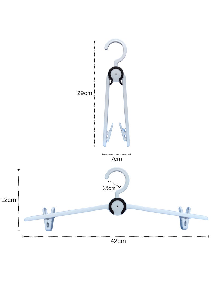 أورتوك شماعات بلاستيكية قابلة للطي، شماعات ملابس قابلة للسحب مع مشابك جانبية، شماعات ملابس قابلة للطي فائقة التحمل للاستخدام الداخلي والخارجي، شماعات تجفيف الملابس موفرة للمساحة، شماعات محمولة للملابس الداخلية 42 سم - Image 2