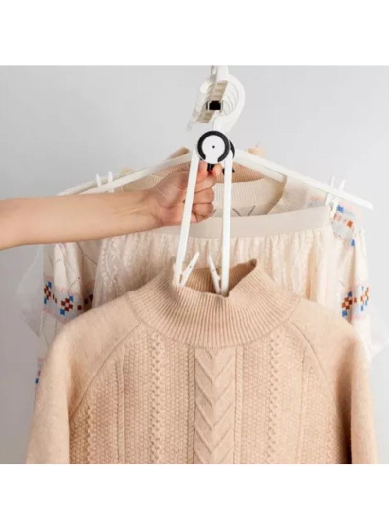 أورتوك شماعات بلاستيكية قابلة للطي، شماعات ملابس قابلة للسحب مع مشابك جانبية، شماعات ملابس قابلة للطي فائقة التحمل للاستخدام الداخلي والخارجي، شماعات تجفيف الملابس موفرة للمساحة، شماعات محمولة للملابس الداخلية 42 سم - Image 4