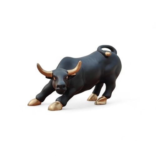 SkyKey Stock Market Bull 4" Home Décor Geometric Handicrafts Statue Resin Showpiece for Living Room Symbol of Wealth & Success Figurine for Gift, Home, Bedroom, Office Desk, Matte Finish Black-Gold - Image 4