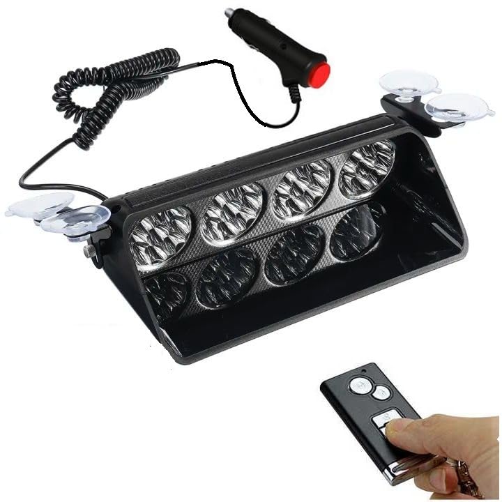 AutoBizarre 12V Car Dash Emergency Warning Strobe Red Blue Flasher Windshield Sucker LED light With Multiple Flashing Modes For All Cars, Emergency Vehicles, etc. (36 LED Red Blue With Remote) - Image 1