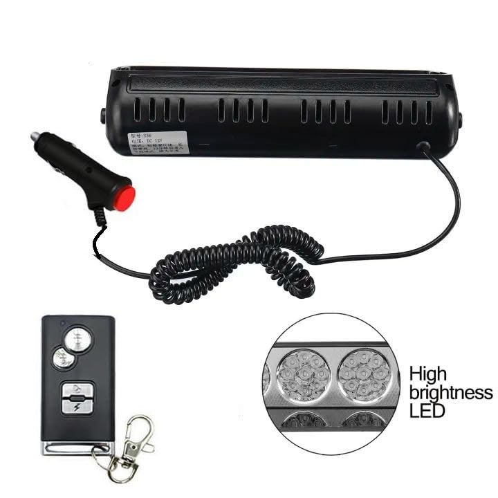 AutoBizarre 12V Car Dash Emergency Warning Strobe Red Blue Flasher Windshield Sucker LED light With Multiple Flashing Modes For All Cars, Emergency Vehicles, etc. (36 LED Red Blue With Remote) - Image 4