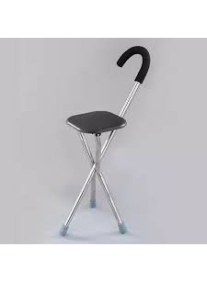 Folding Walking Cane with Seat, Black, Portable Mobility Support, Model 83-3 - Image 3
