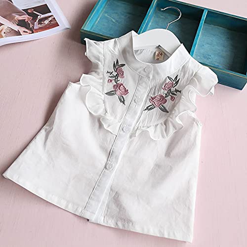 Bold N Elegant Floral Embroidered Cotton Sleeveless Ruffle Top and Shorts Clothing Set for Infant Toddler Baby Girl (White - Pink, 12 Months-18 Months) - Image 4