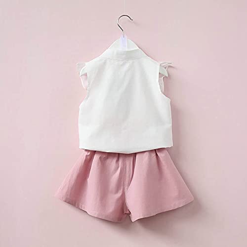 Bold N Elegant Floral Embroidered Cotton Sleeveless Ruffle Top and Shorts Clothing Set for Infant Toddler Baby Girl (White - Pink, 12 Months-18 Months) - Image 3