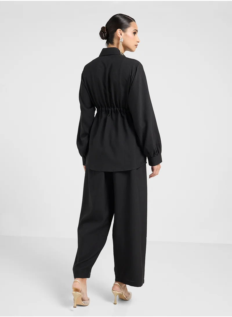 هيا كلوزيت Button Down Drawstring Blouse & Pants Set