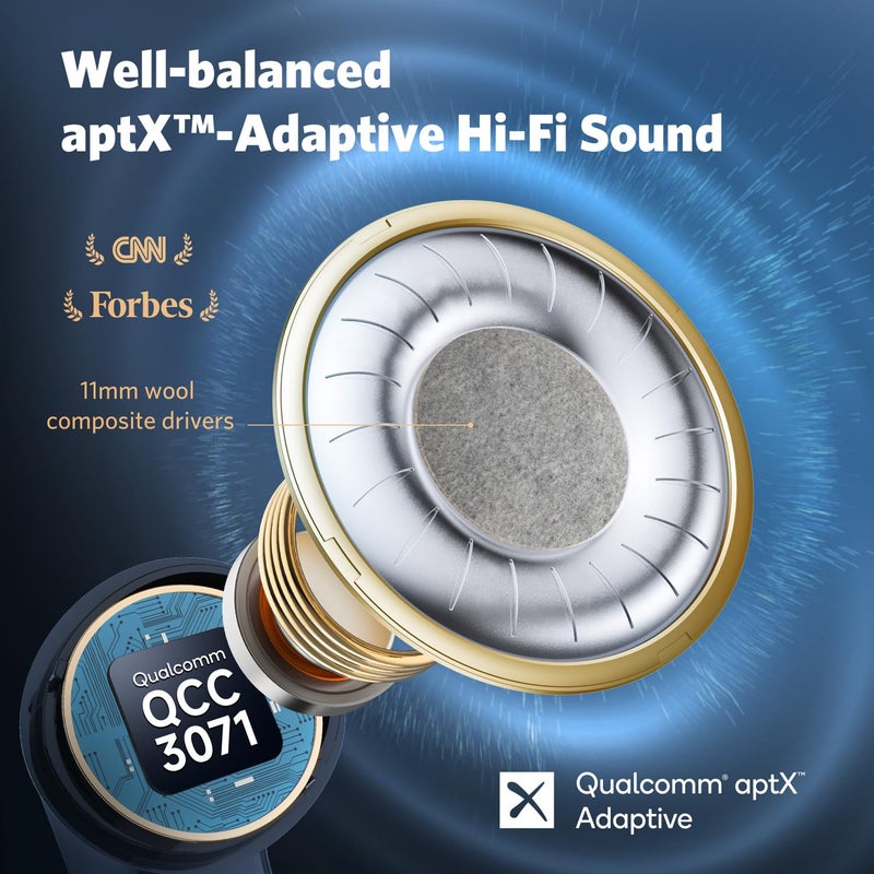 EarFun سماعات أذن وايرلس إيرفن أير برو 3 مع خاصية إلغاء الضوضاء، صوت كوالكوم® aptX™ التكيفي، 6 ميكروفونات CVC 8.0 ENC، سماعات بلوتوث 5.3، اتصال متعدد النقاط، 45 ساعة من وقت التشغيل، تطبيق لتخصيص EQ، أزرق - Image 2