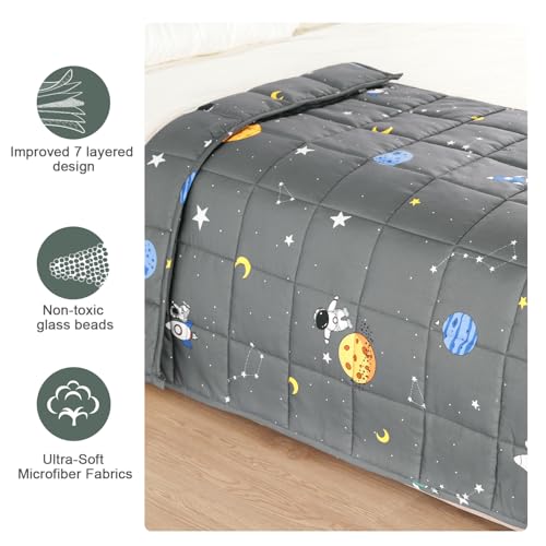 Mr. Sandman 5 lbs Weighted Blanket for Twin Size Bed, Perfect for 40-60lb Breathable Heavy Throw Blankets for Sleeping - 36" x 48" Space Grey - Image 4