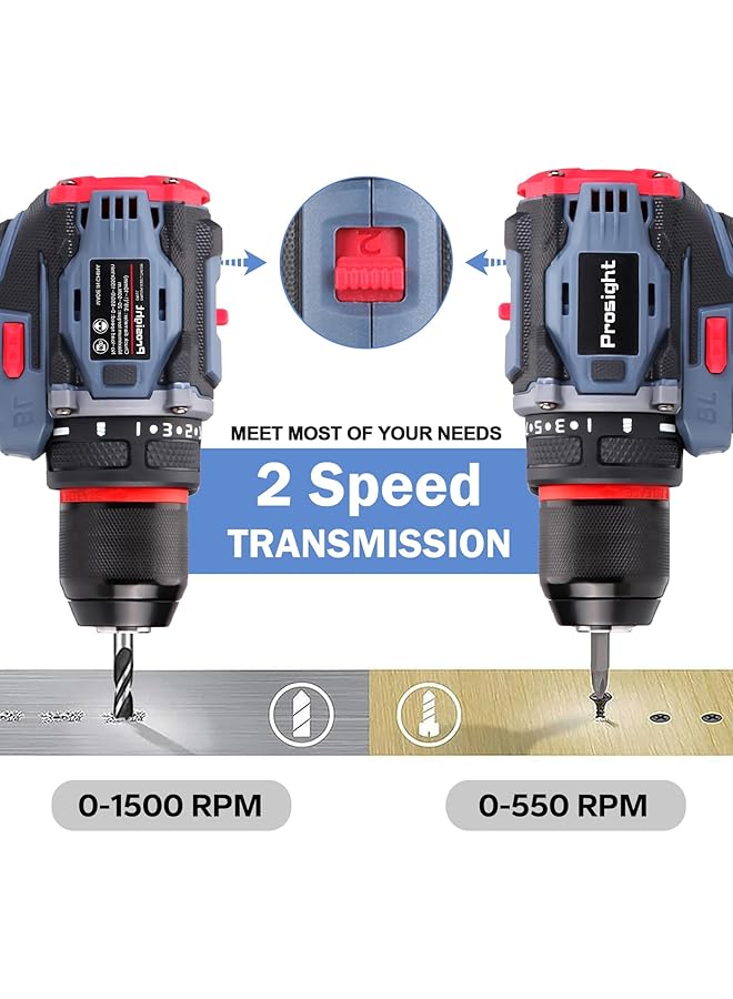 إيروريكس مجموعة مثقاب كهربائية بدون فرشاة 58 فولت مع بطاريتين وشاحن، 3 رؤوس مثقاب كهربائية مقاس 8 بوصات، 25 إعدادًا لعزم الدوران، 2 رؤوس مثقاب متغيرة السرعة مع ضوء LED، متضمنة - Image 3