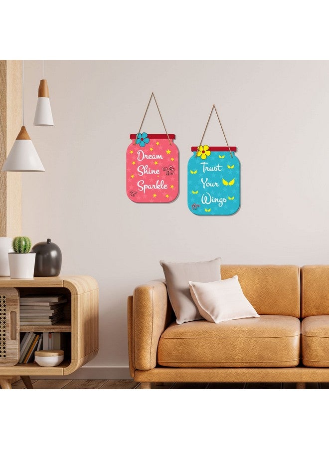 Artvibes Dream Shine Sparkle Quote Decorative Art MDF Wooden Hanger for Living Room | Bedroom | Office | Gift | Wall Hanging For Home Decoration | Home Decor Items (WH_6804N), Set of 2 - Image 4