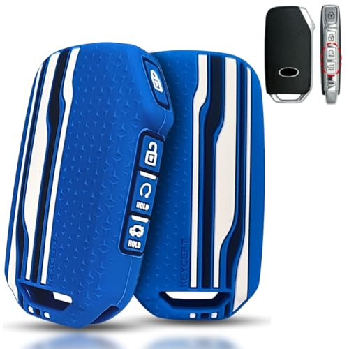 KEYCEPT Tristar Key Cover for Kia Seltos 2024, 2023 Facelift HTX | Sonet Facelift | Carens | Carens Clavis | X Line | Carens Prestige 4 Button Smart Key (Blue) - Image 1