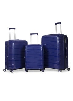 3-Piece Luggage Set – Unbreakable PP, Expandable, Fixed Lock, 8 Spinner Wheels – Blue - pzsku/Z0F836EF82D4DD953DE3EZ/45/_/1740386181/f35412a9-744c-4c80-924d-15b8d1a3f224