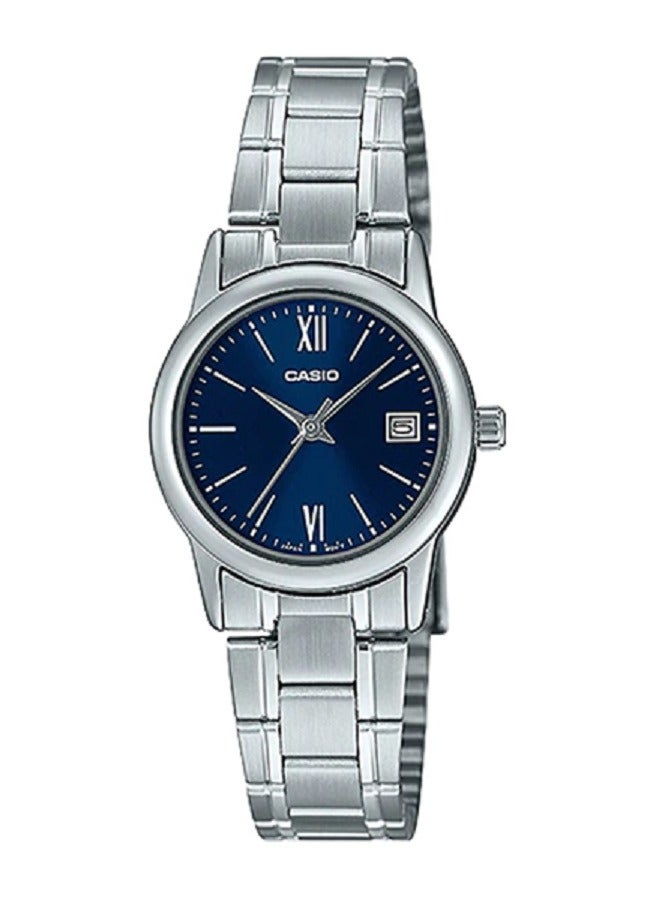 Casio Women Watch Analog Date Display Blue Dial Stainless Steel Band LTP-V002D-2B3UDF - Image 1