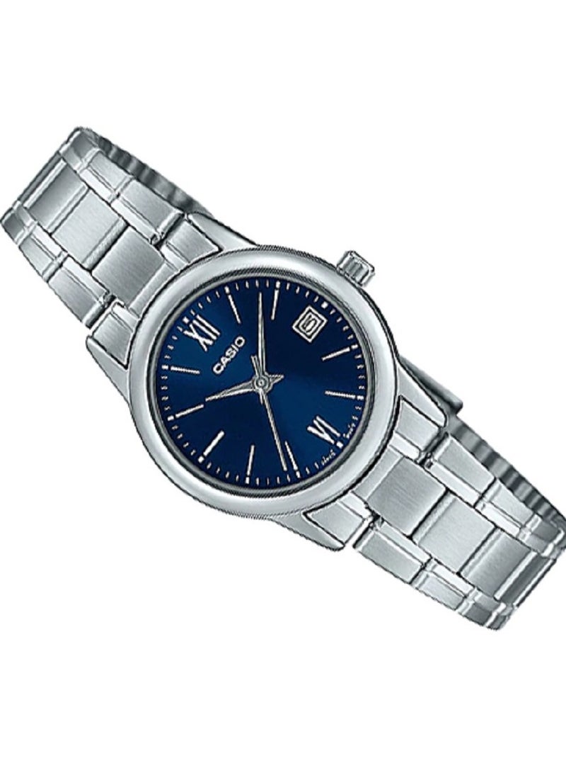 Casio Women Watch Analog Date Display Blue Dial Stainless Steel Band LTP-V002D-2B3UDF - Image 2