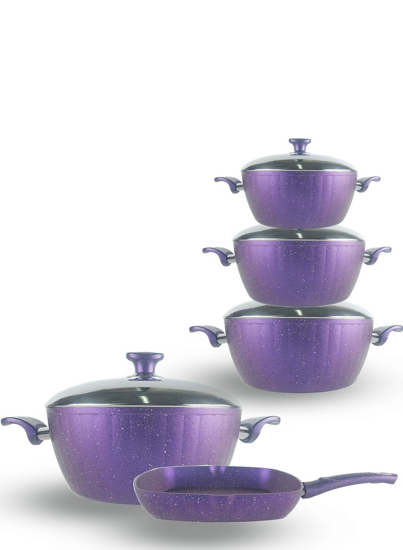 Aktef Turkish Cookware Granite Aktef 5 Pcs Purple - Image 2