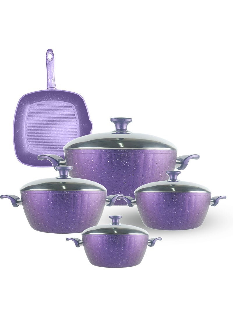 Aktef Turkish Cookware Granite Aktef 5 Pcs Purple - Image 1