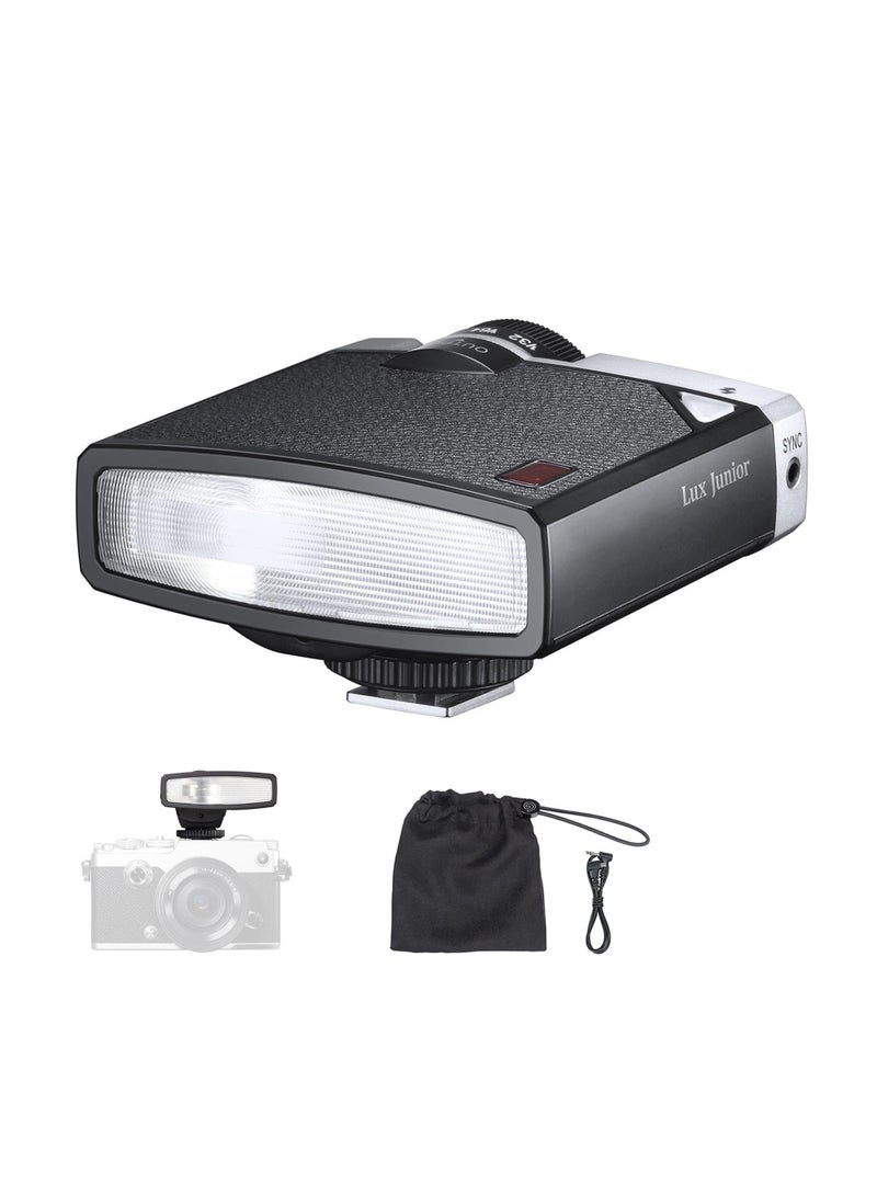 Retro Camera Flash, 6000K±200K On-Camera Flash, 7 Levels Flash Power Retro Camera Speedlite, Support Auto & Manual Modes, Compatible with Canon Nikon Sony Fuji Olympus Hot-Shoe Cameras - Image 1